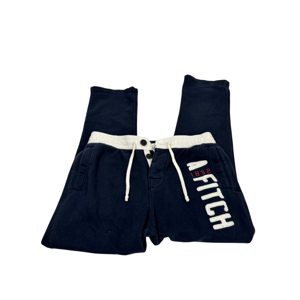 Vintage Abercrombie Sweatpants M Navy Blue Wide Leg Fleece Lounge Pants Y2K - Picture 4 of 7